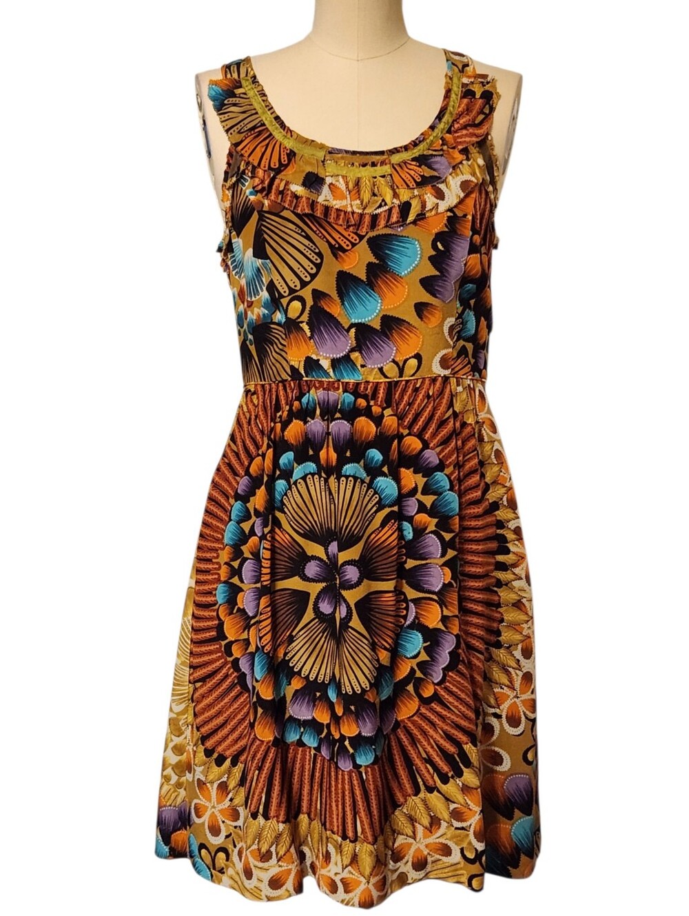 Anthropologie Edme & Esyllte Silk Lappula Dress Ruffle Short 6 Small